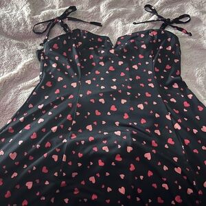 Black Dress with Pink Heart Pattern